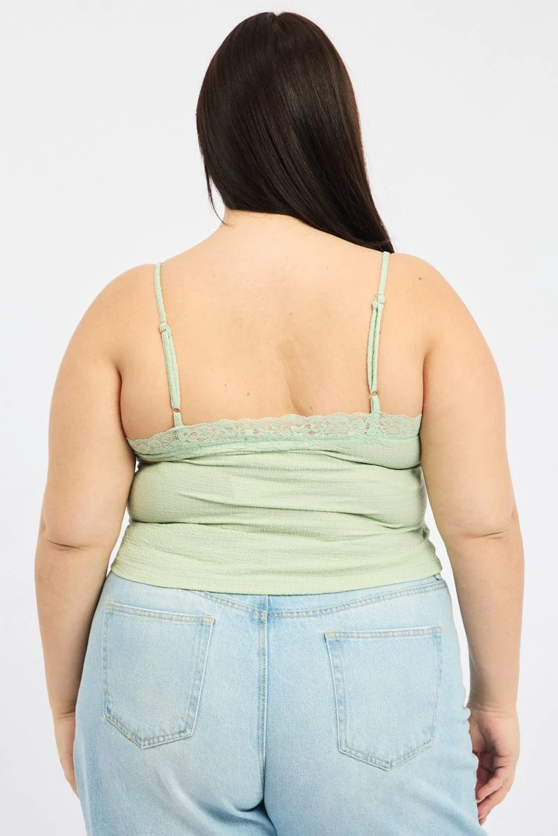 Green Lace Cami Top Textured - Image 5
