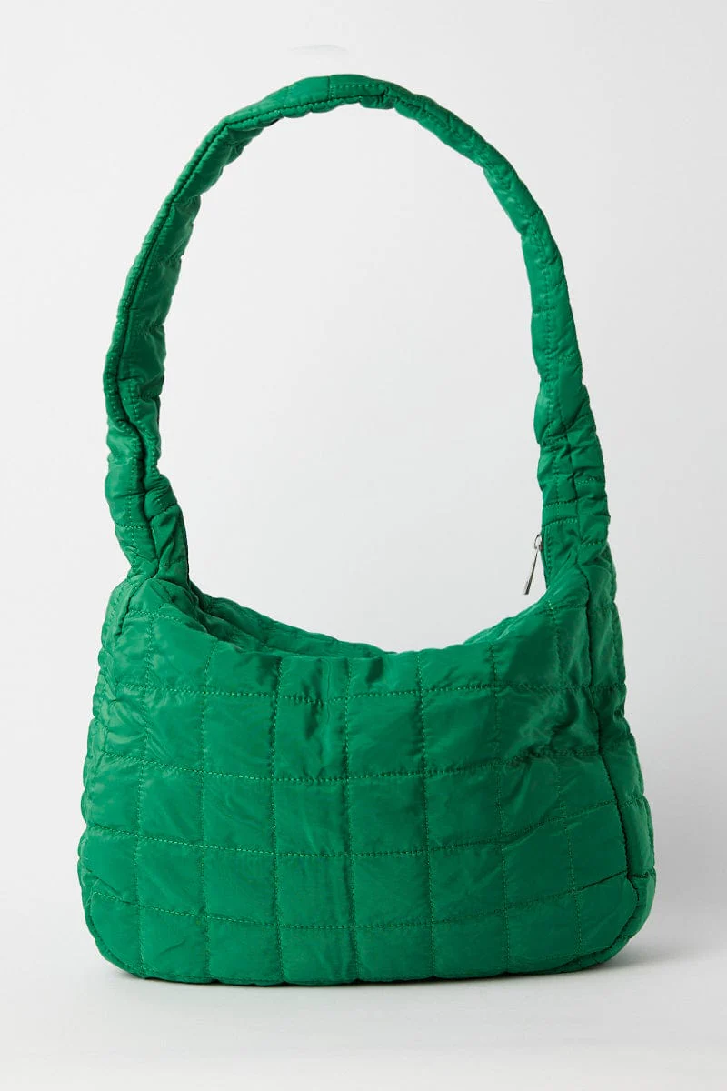 Green Large Quilted Padded Shoulder Bag - Image 3