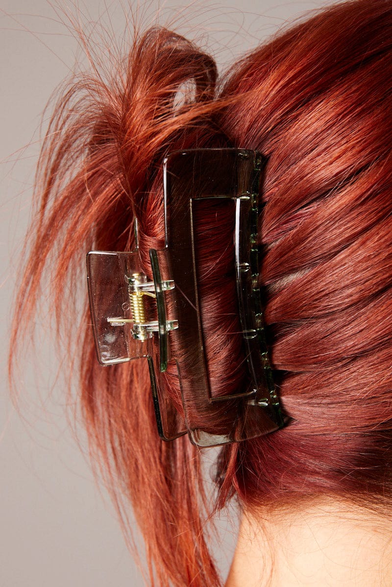 Green Large Rectangle Claw Clip