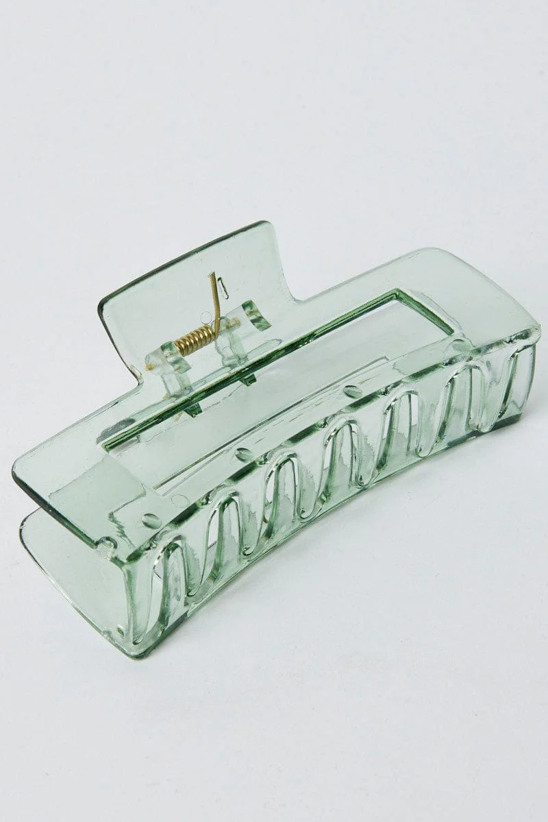 Green Large Rectangle Claw Clip - Image 3