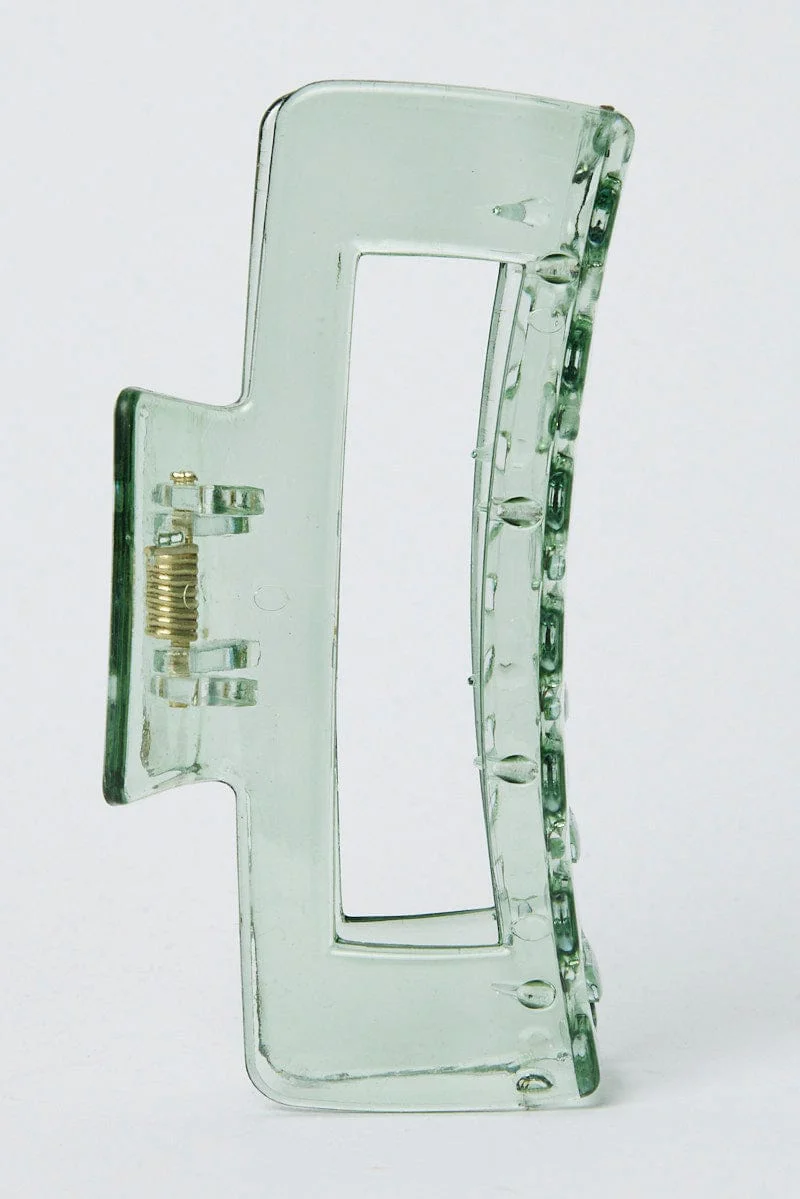 Green Large Rectangle Claw Clip - Image 4