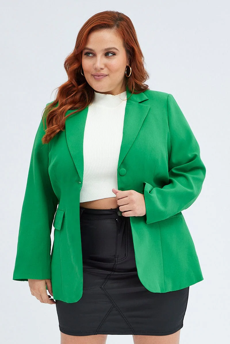 Green Long Sleeve Blazer Two Button Lined - Image 3