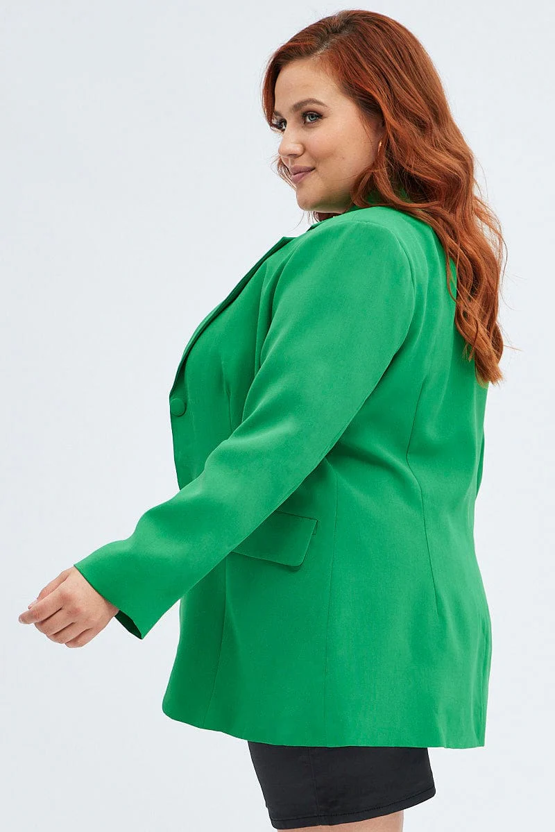Green Long Sleeve Blazer Two Button Lined - Image 4