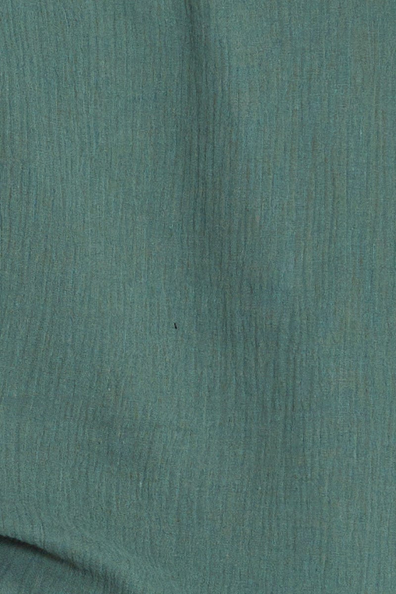 Green Long Sleeve Hunter Green Cotton Crush Shirt - Image 6