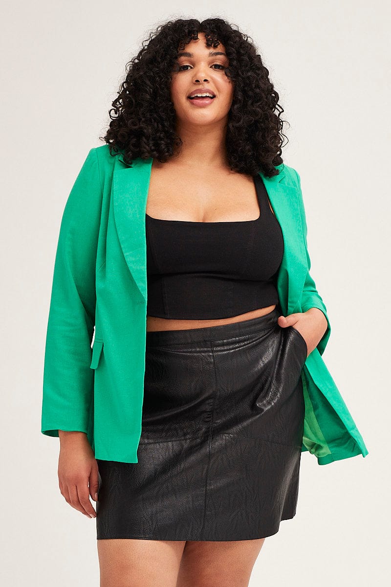 Green Long Sleeve Linen Blazer - Image 3