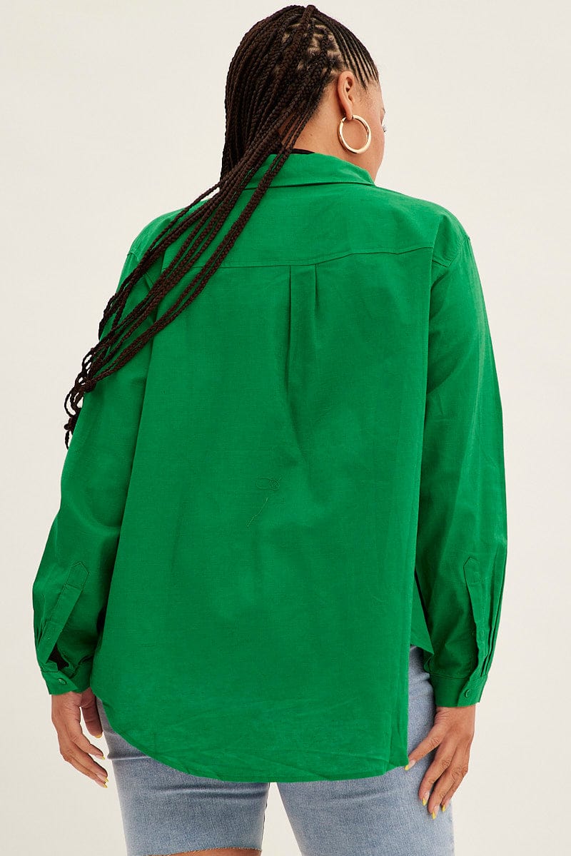 Green Long Sleeve Linen Blend Shirts - Image 5