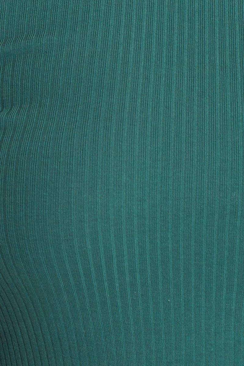 Green Long Sleeve Rolled Neck Basic Top - Image 6