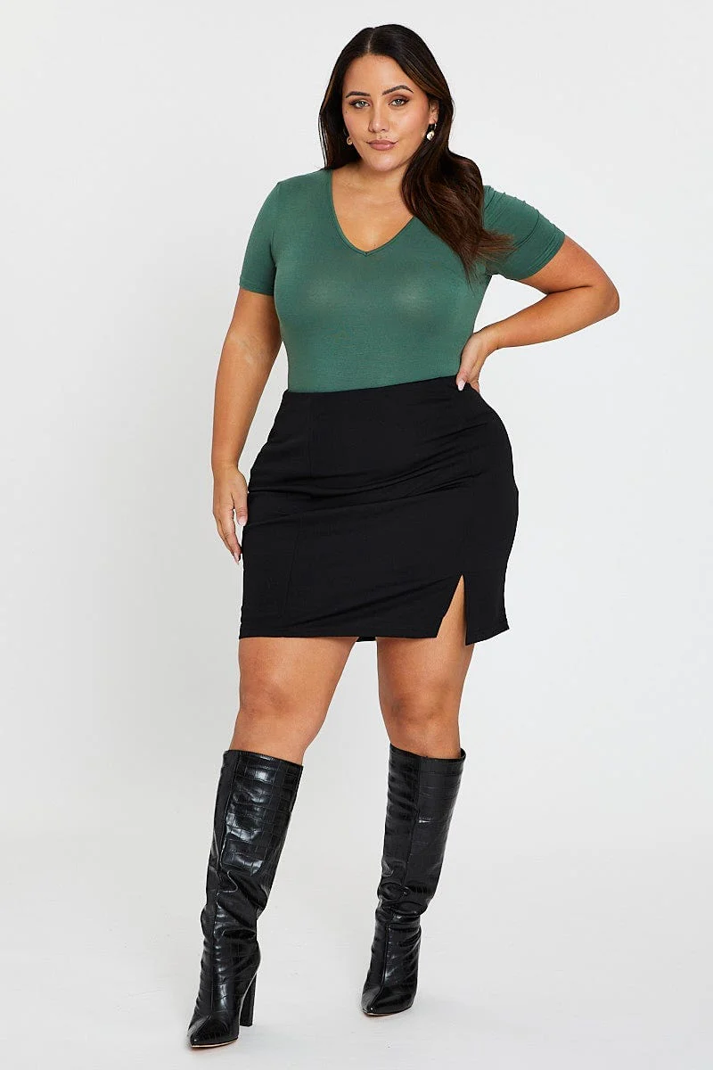 Green Long Sleeve V-neck Bodysuit - Image 3