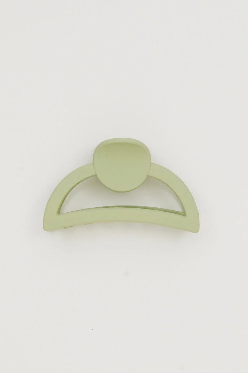 Green Matte Semicircle Hair Claw