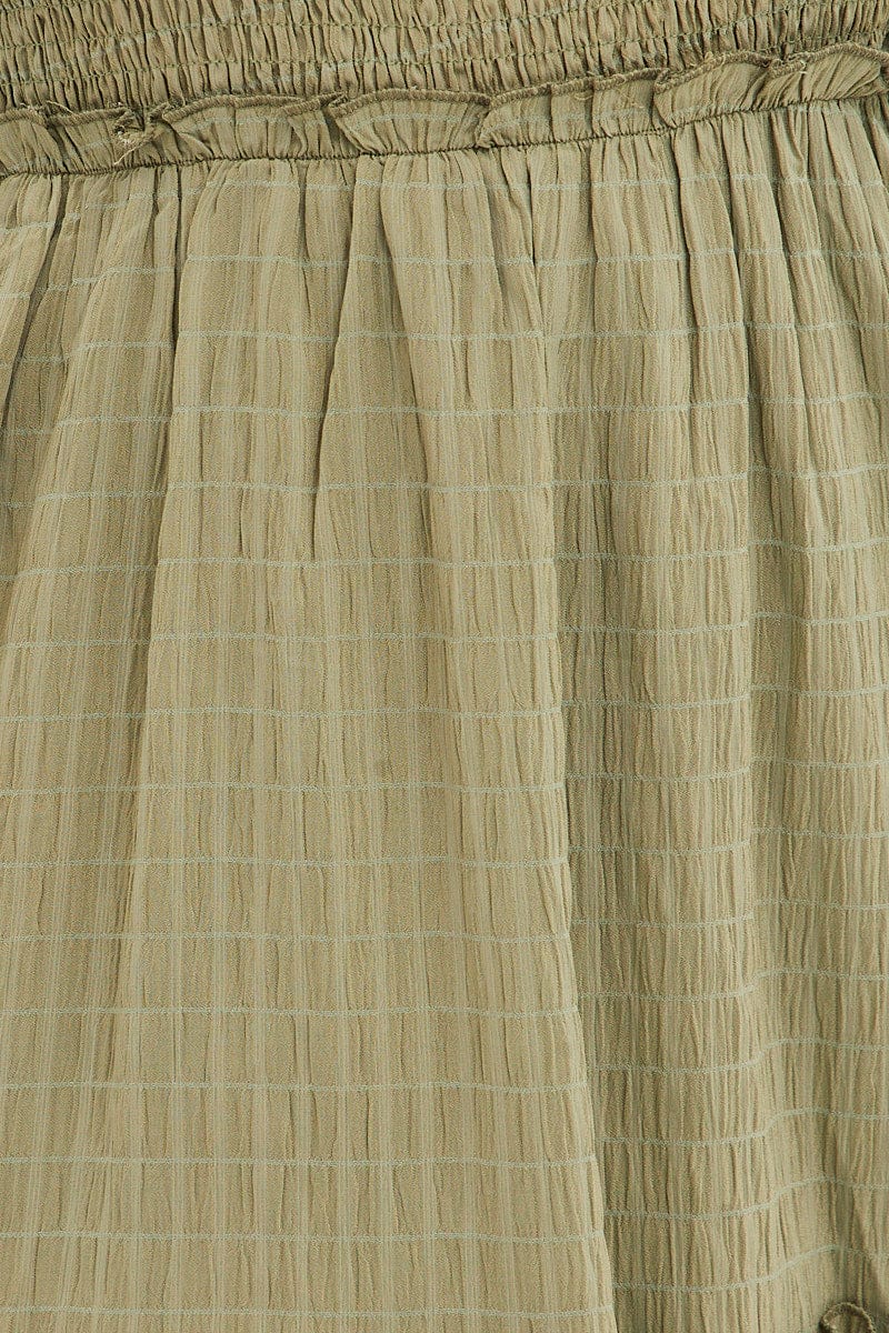 Green Maxi Dress Gather Shoulder Sleeveless Textured - Image 6