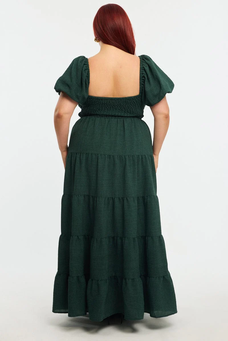 Green Maxi Dress Short Sleeve Cut Out - Image 4