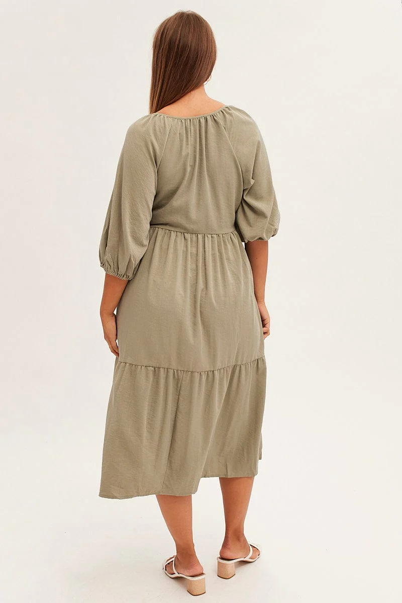Green Maxi Dress Wrap Short Sleeve - Image 4