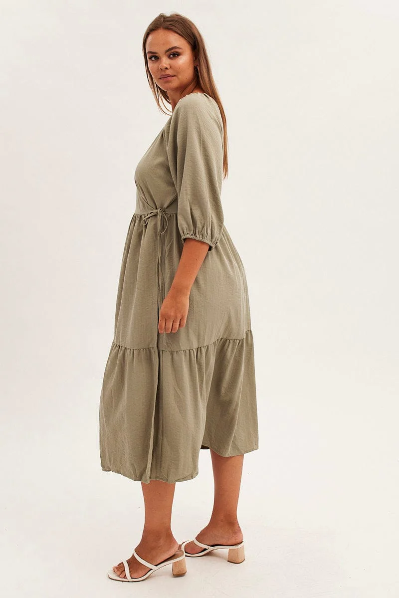 Green Maxi Dress Wrap Short Sleeve - Image 5