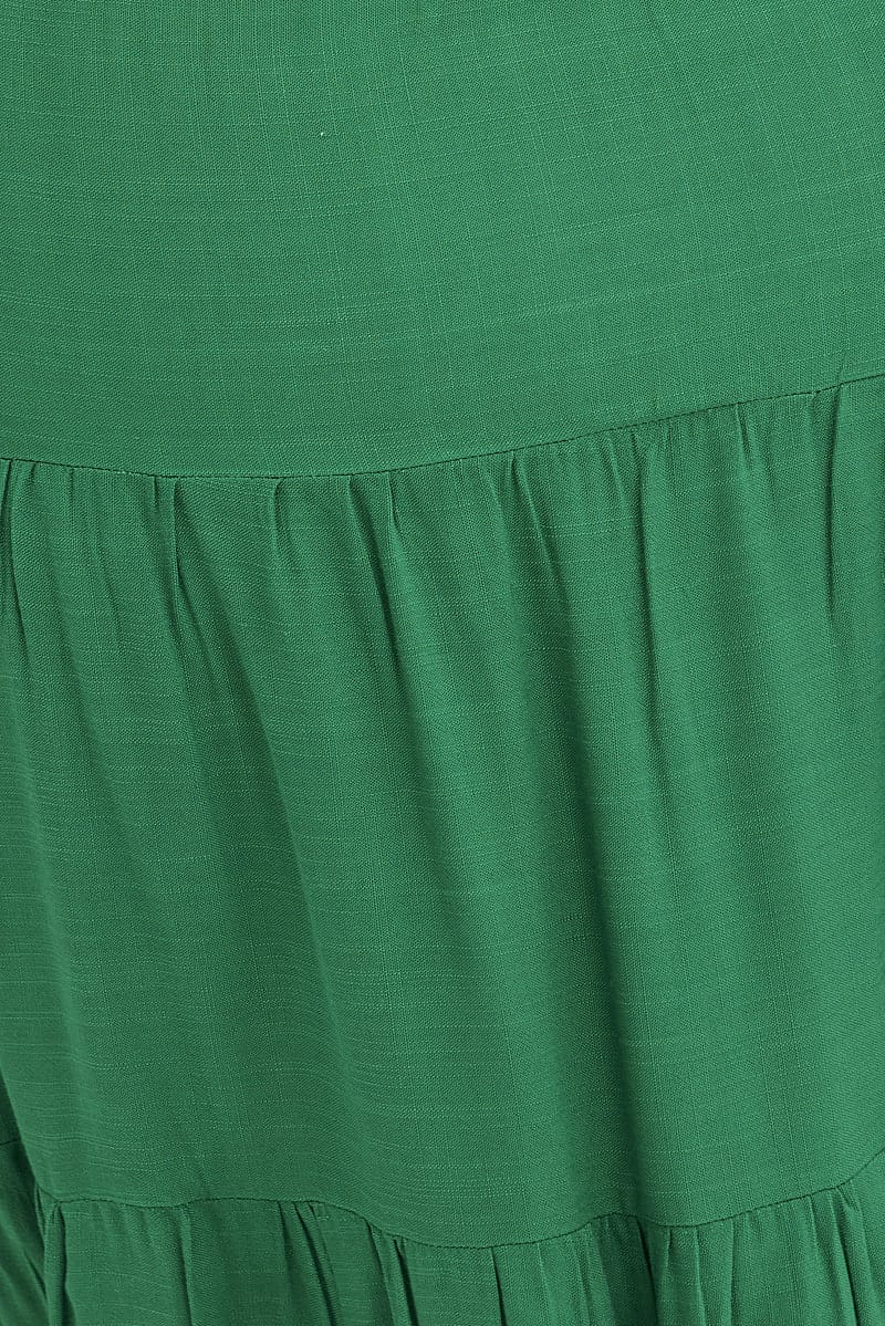 Green Maxi Skirt High Waist Tiered - Image 6