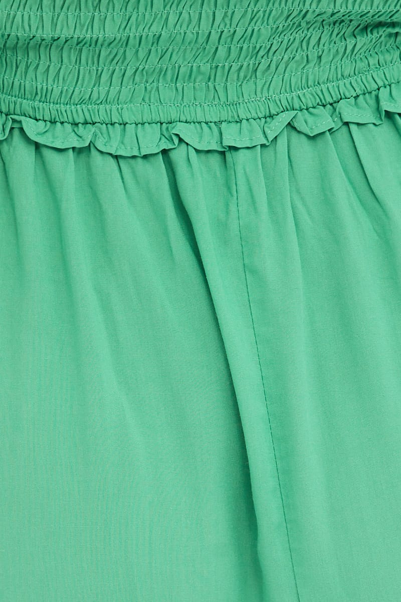 Green Midi Dress Off Shoulder Shirred - Image 6