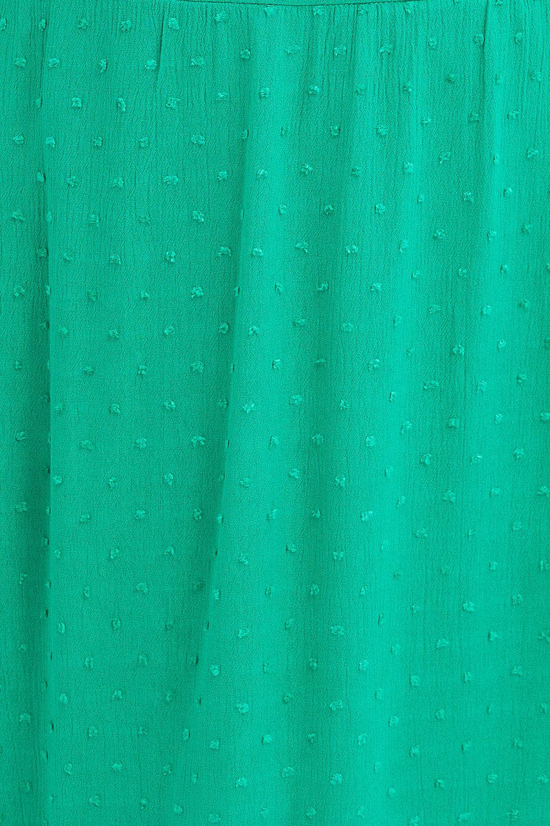 Green Midi Dress Shoestring Strap Gather Bust Frill Hem - Image 6