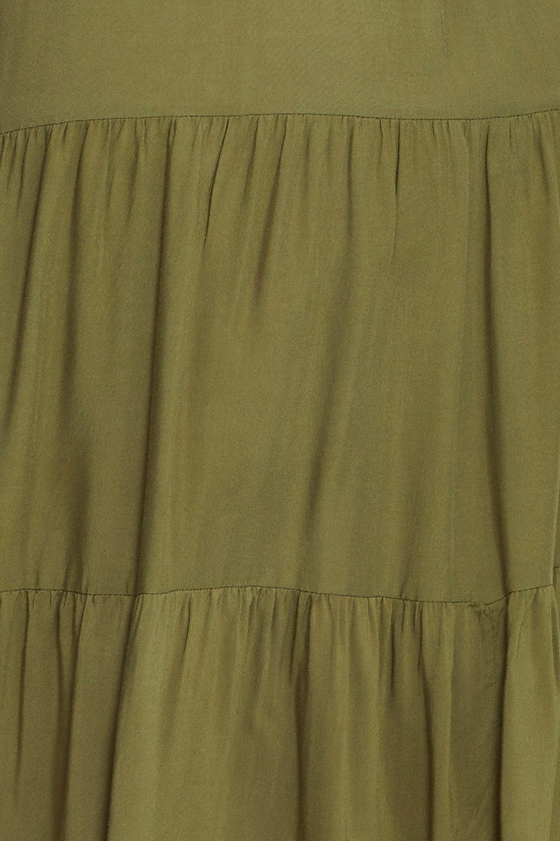 Green Midi Dress Square Neck Sleeveless - Image 6
