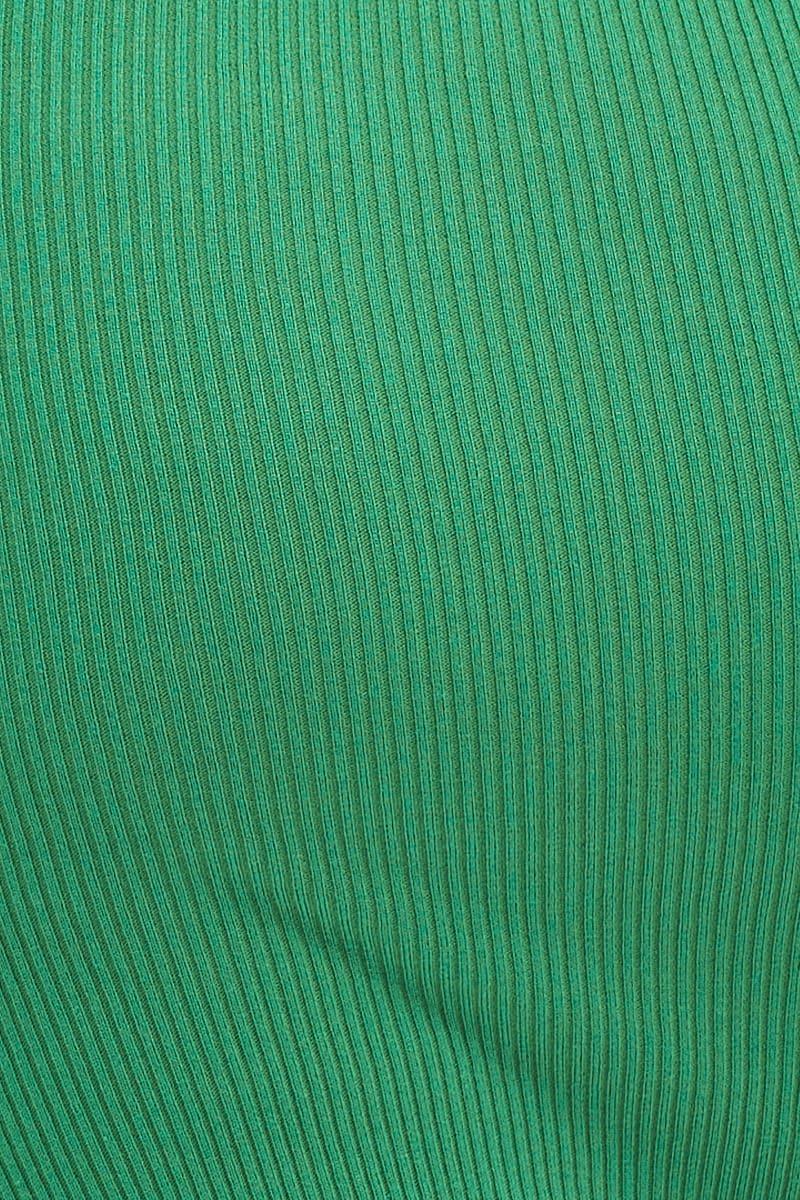 Green Midi Knit Bodycon Dress Scoop Neck Sleeveless - Image 6