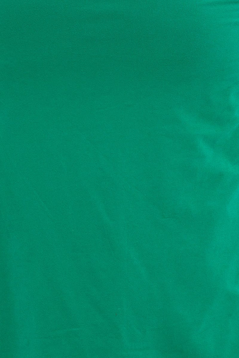 Green Midi Skirt Elastic Waist Gather Double Layer - Image 6