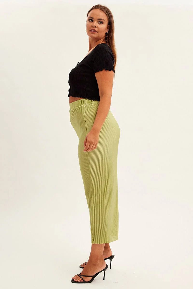 Green Midi Skirt Midi Split - Image 4