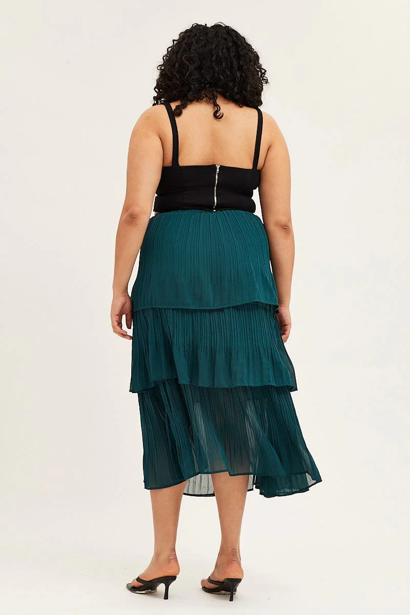 Green Midi Skirt Pleated - Image 5