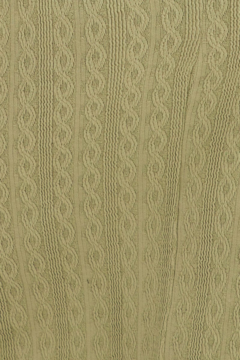 Green Midi Skirt Side Split Textured Jersey - Image 6