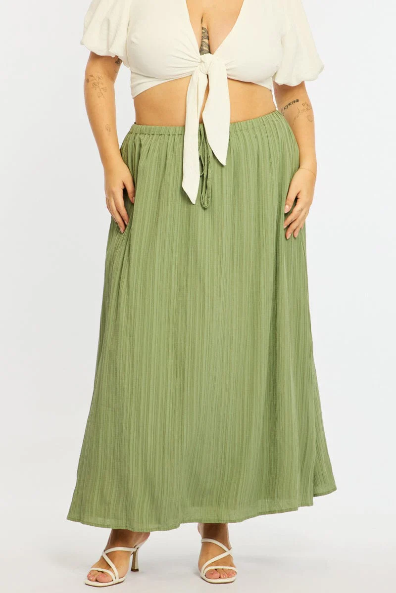 Green Midi Skirt Textured - Image 2
