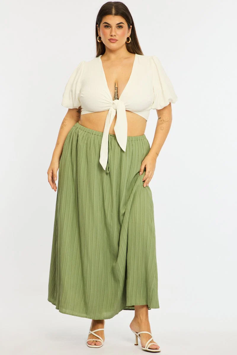 Green Midi Skirt Textured - Image 3