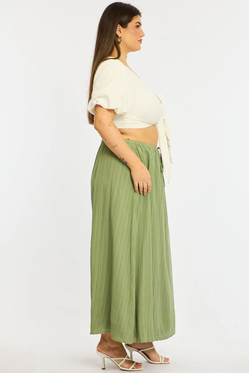Green Midi Skirt Textured - Image 4