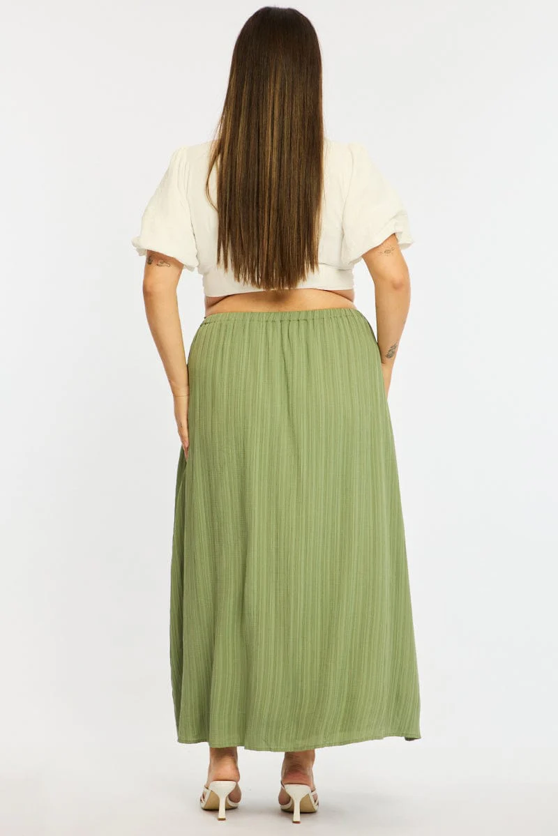 Green Midi Skirt Textured - Image 5