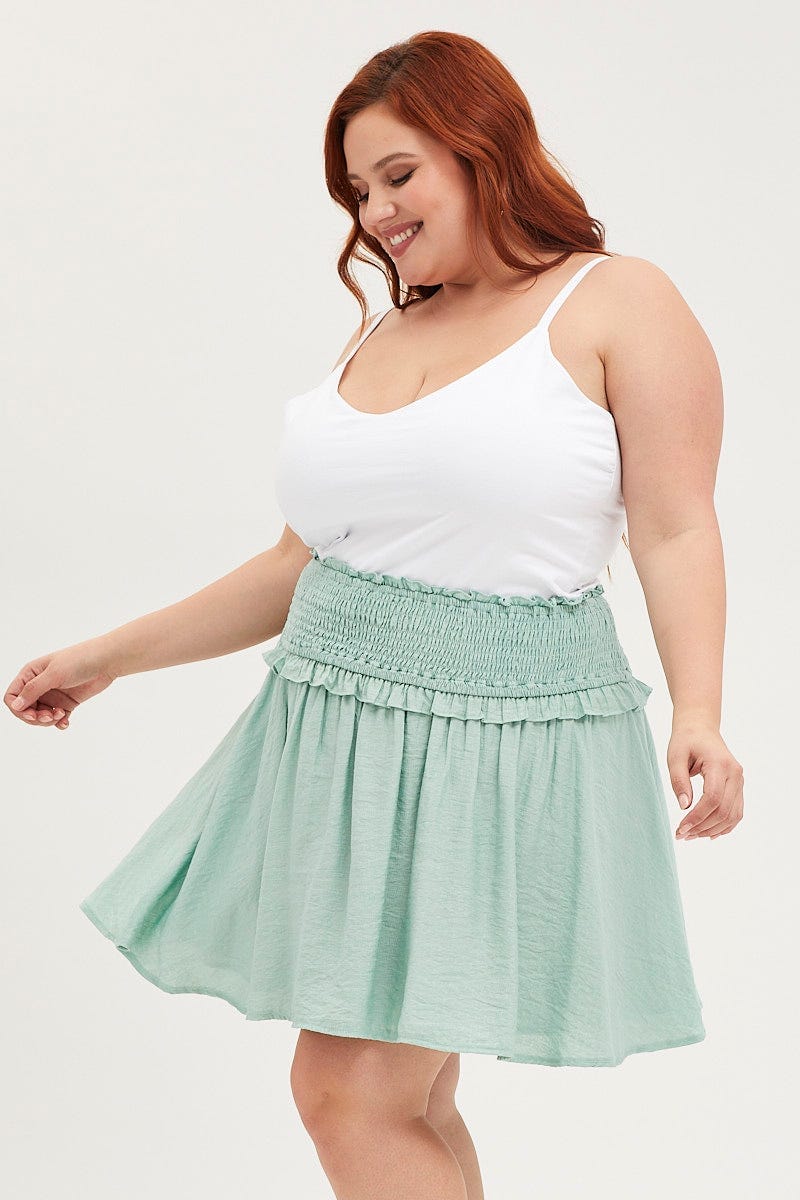 Green Mini A Line Skirt Elastic Waist - Image 4