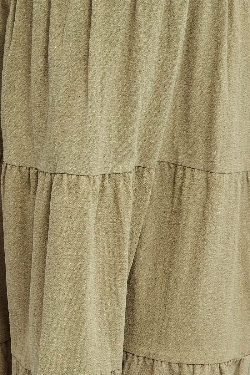 Green Mini Dress Tiered Shirred Bust Puff Sleeve - Image 6