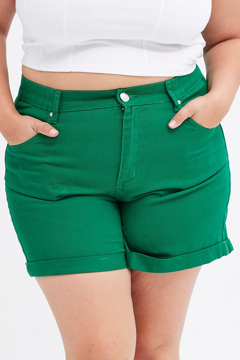 Green Mom Denim Shorts High Rise - Image 2