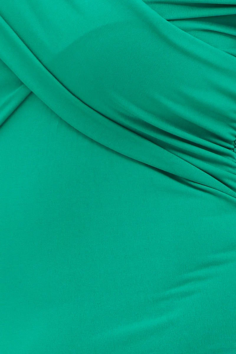 Green Off Shoulder Jersey Wrap Bodysuit - Image 6