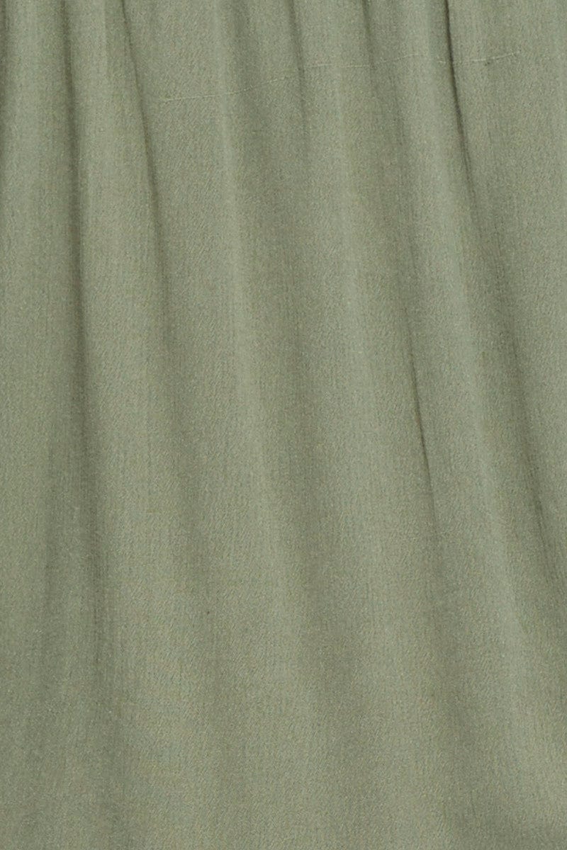 Green Off Shoulder Top Peach Short Sleeve Button Front - Image 6