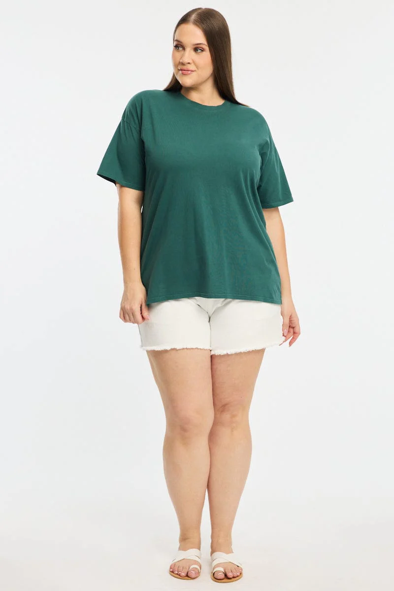 Green Oversize T-shirt Short Sleeve Crew Neck - Image 2