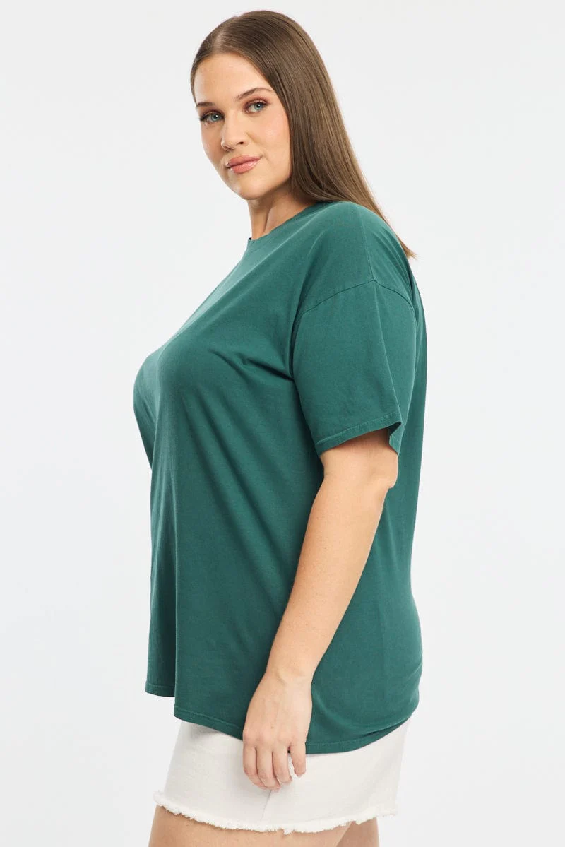 Green Oversize T-shirt Short Sleeve Crew Neck - Image 3
