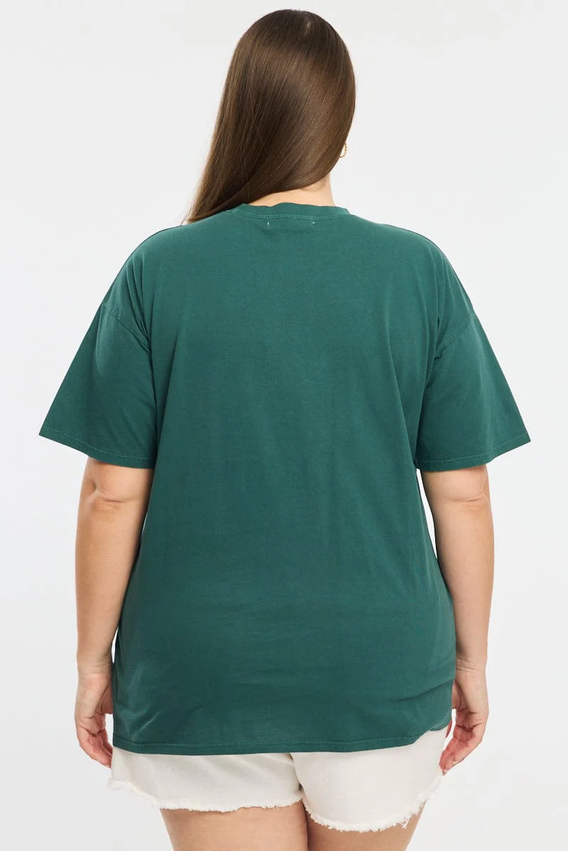 Green Oversize T-shirt Short Sleeve Crew Neck - Image 4