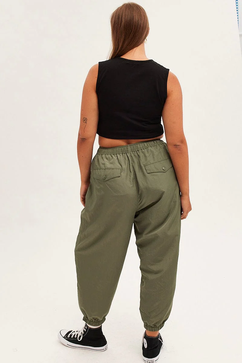Green Parachute Cargo Pants Mid Rise - Image 5