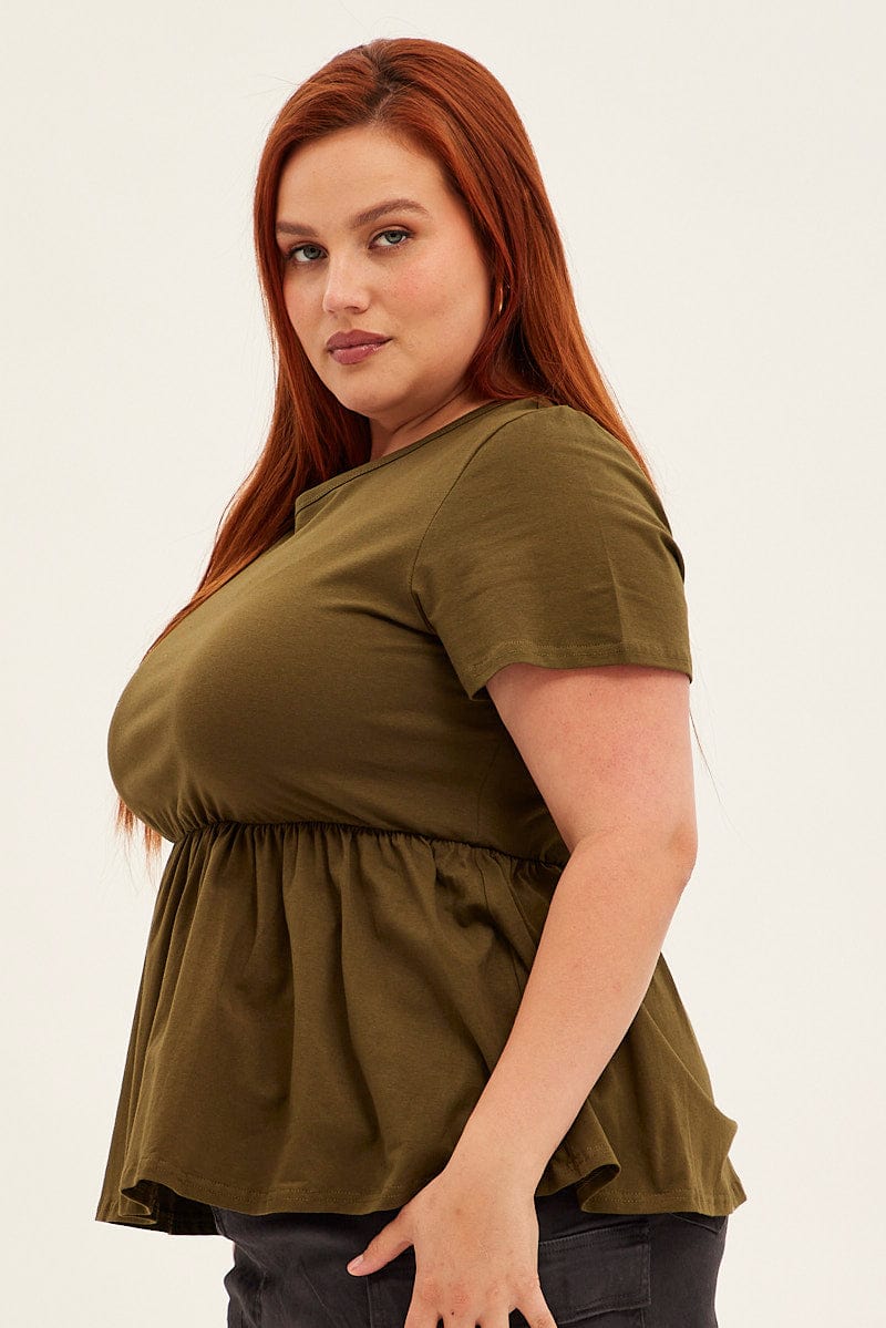 Green Peplum Top Short Sleeve - Image 4