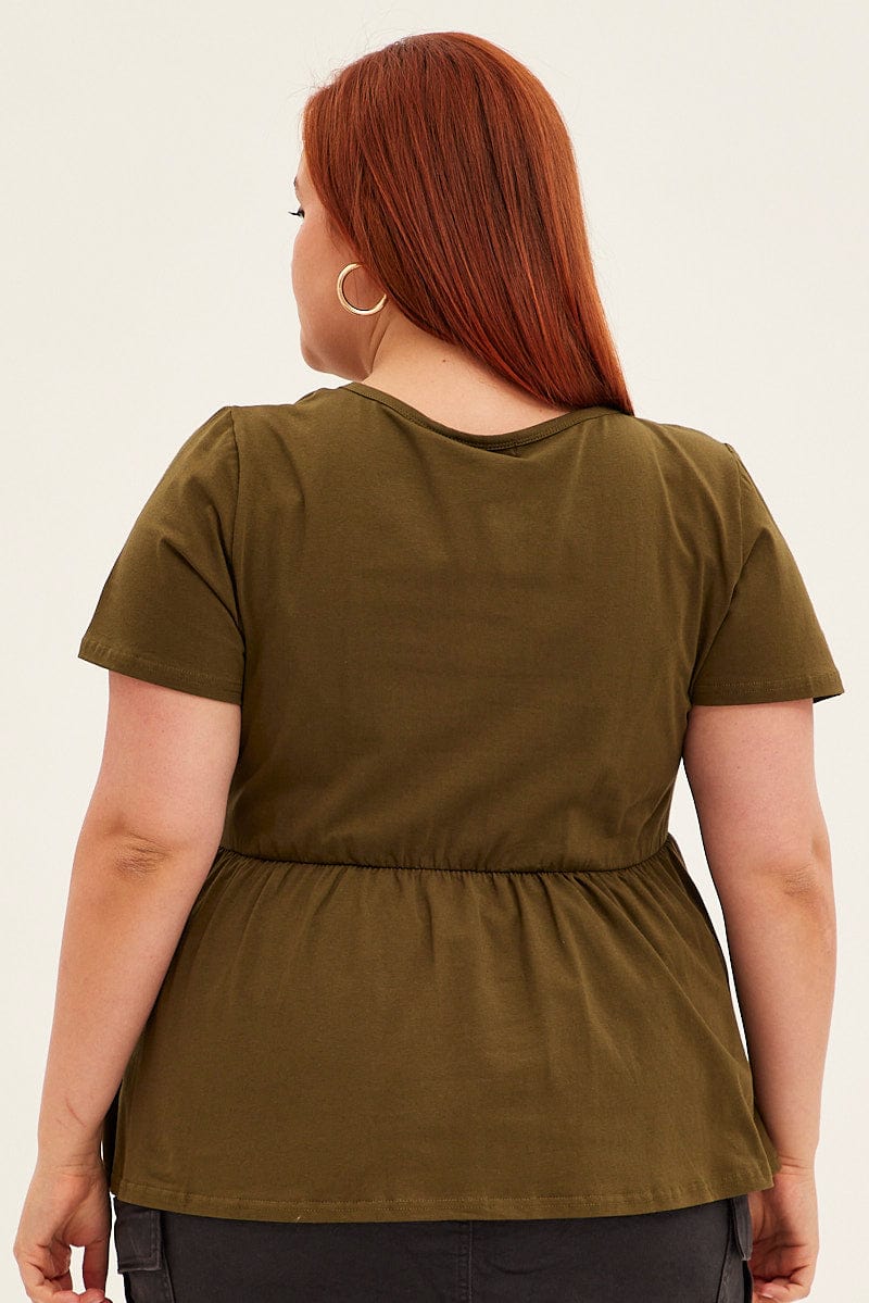 Green Peplum Top Short Sleeve - Image 5