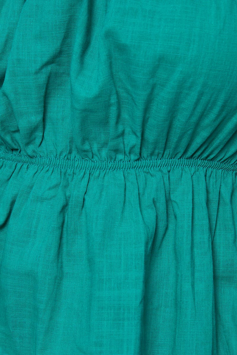 Green Peplum Top Square Neck Short Sleeve - Image 6