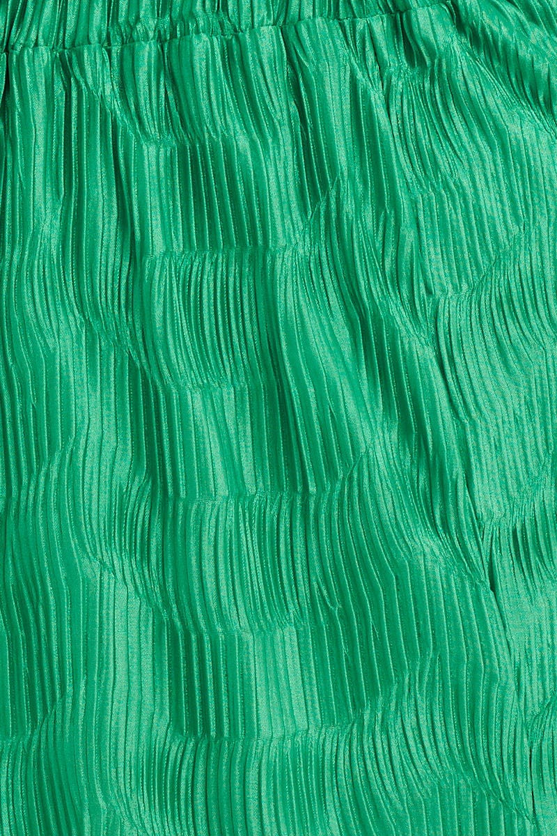 Green Plisse Pants Wide Leg High Rise - Image 6