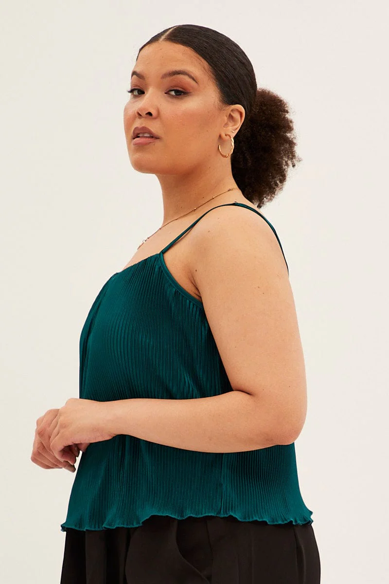 Green Plisse Top Sleeveless - Image 4