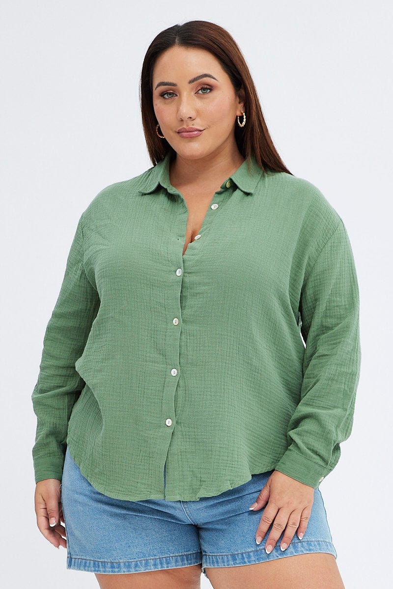 Green Relaxed Shirt Long Sleeve - Image 3