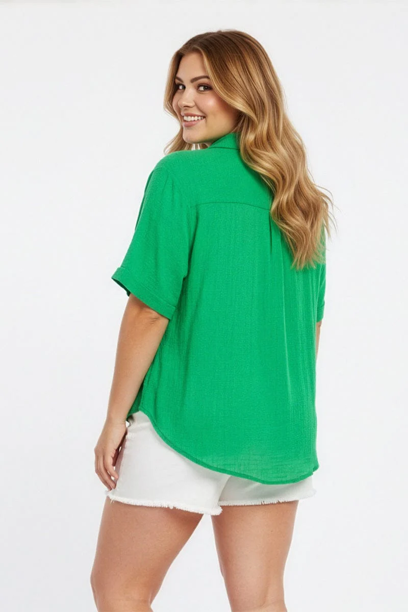 Green Relaxed Shirt Short Sleeve - Image 3