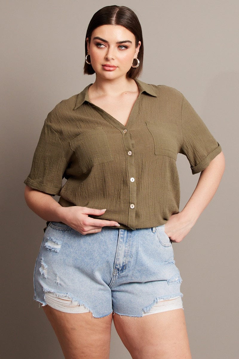 Green Relaxed Shirt Short Sleeve Pocket - Image 2