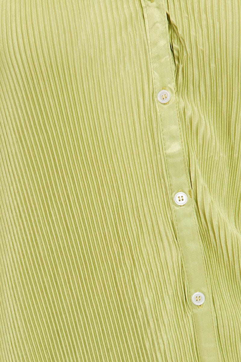 Green Relaxed Shirts Long Sleeve Plisse - Image 6