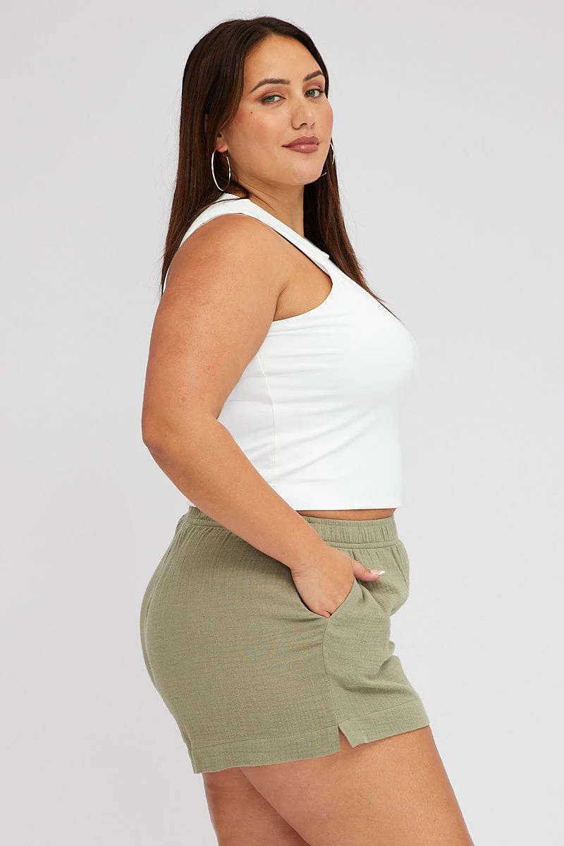 Green Relaxed Shorts High Rise - Image 4