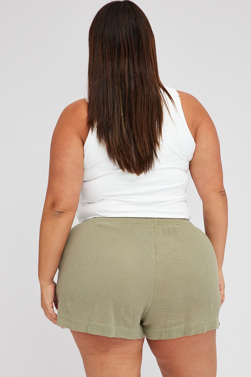 Green Relaxed Shorts High Rise - Image 5